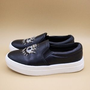 Kurt Geiger Mini Leah Evil Eye Black Leather Slip On Shoes Girls Size 3M EU 34